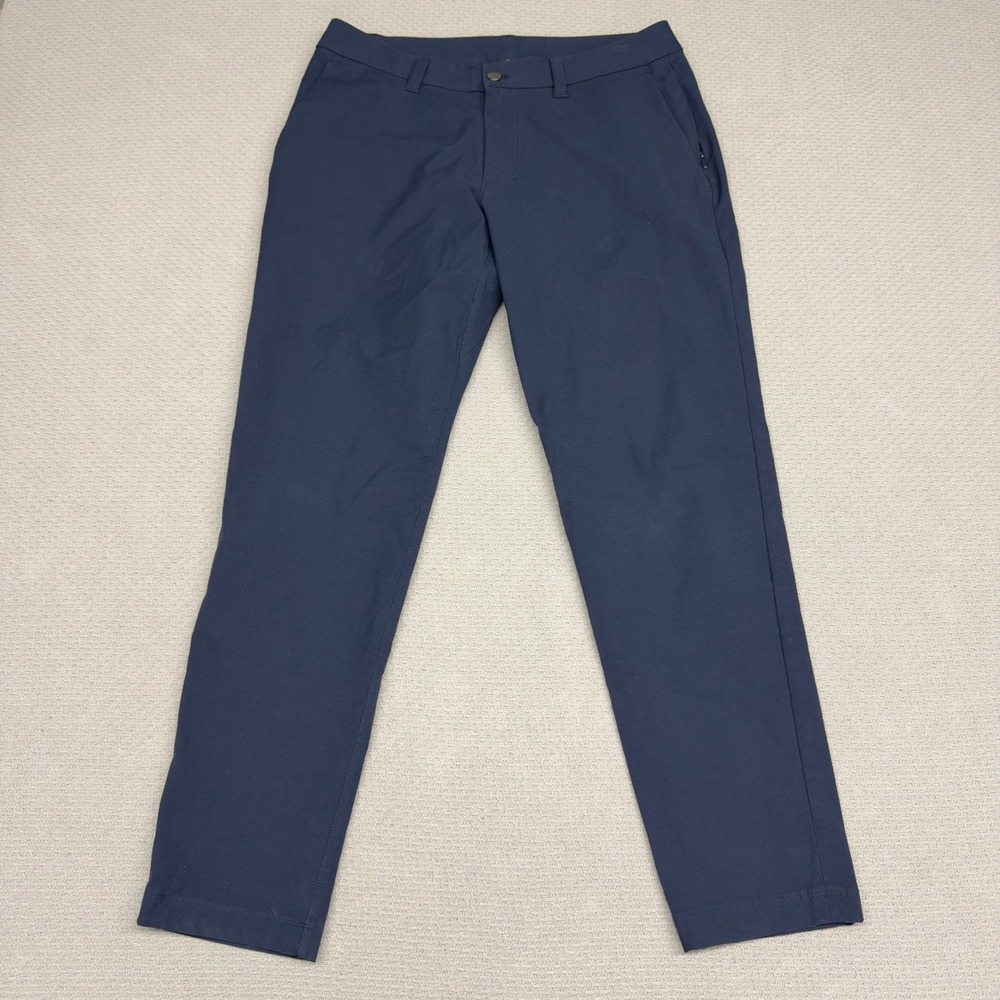 Lululemon Commission Pants Mens 31x28 Navy Blue Slim Fit Performance Stretch